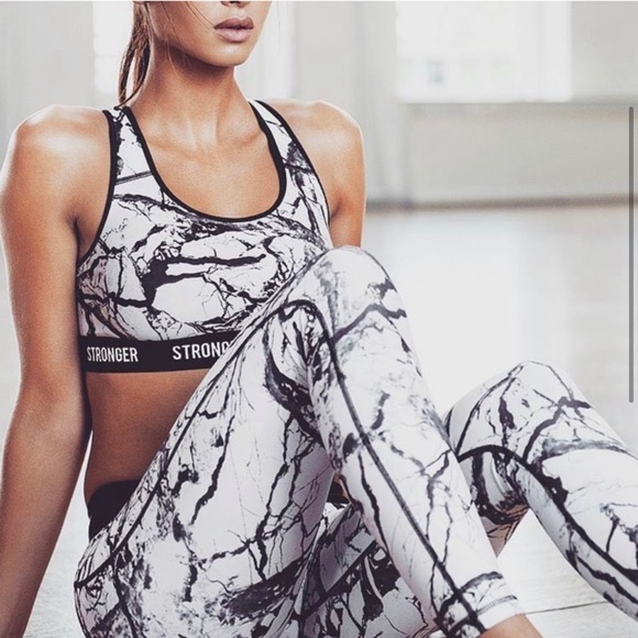 Stronger the Label white black marble activewear set Xs - Picture 1 of 9